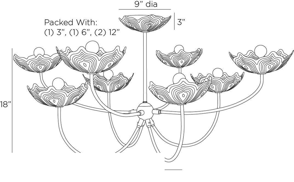 Encinitas Chandelier DLI06 technical dimension drawing
