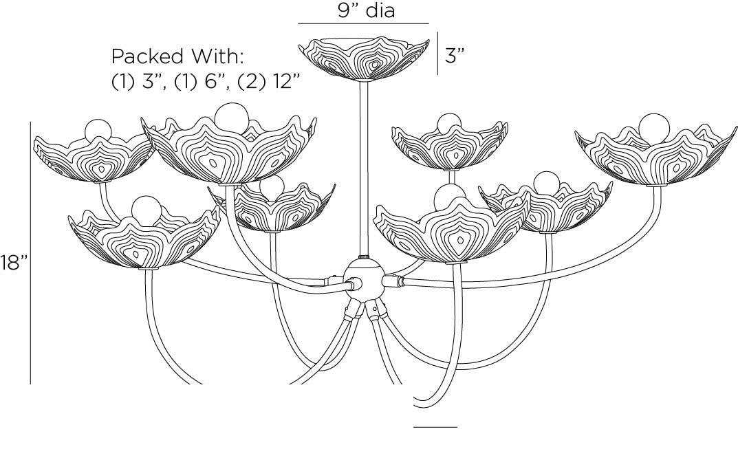 Encinitas Chandelier DLI06 technical dimension drawing