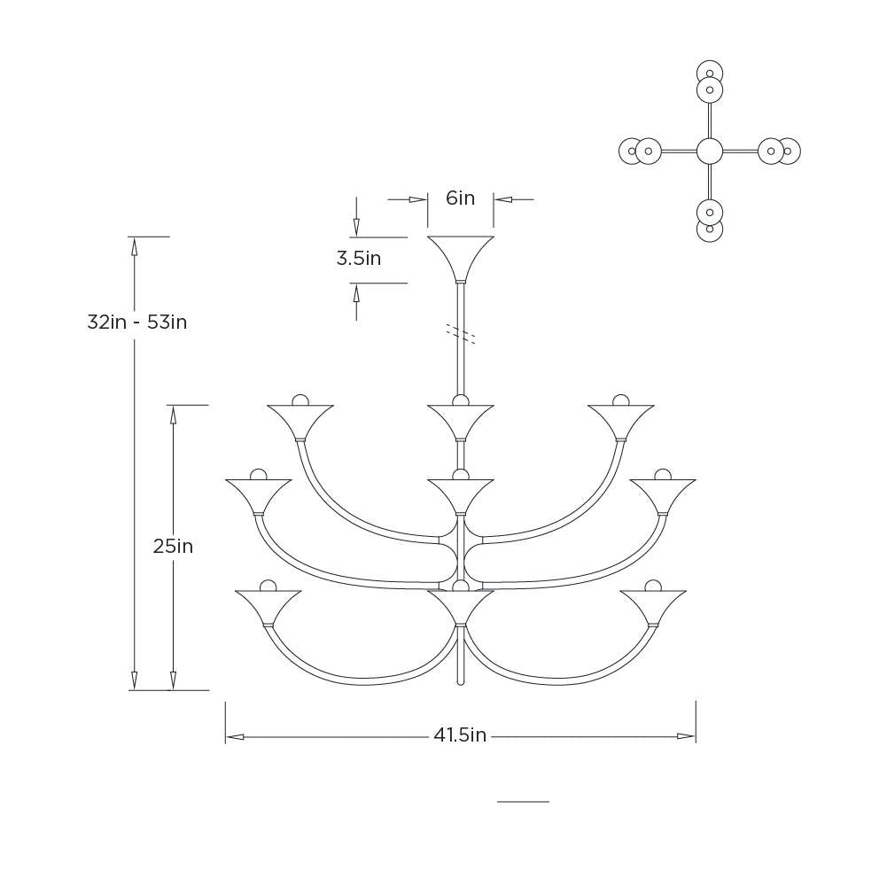 Larkin Chandelier DLI09 technical dimension drawing