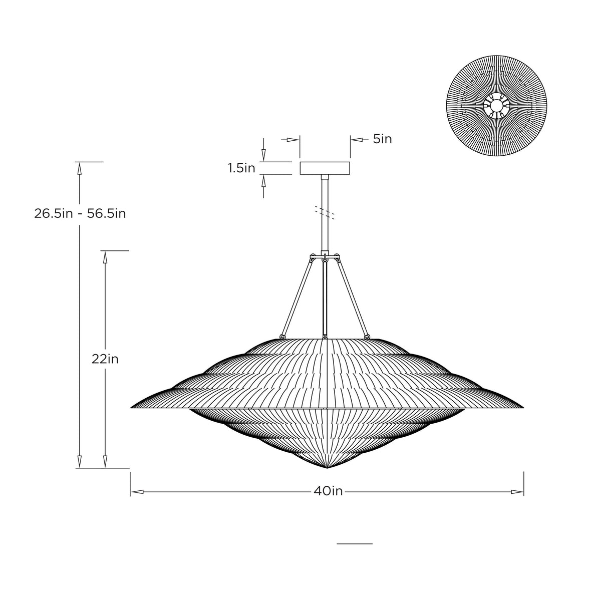 Lexa Pendant DLI10 technical dimension drawing
