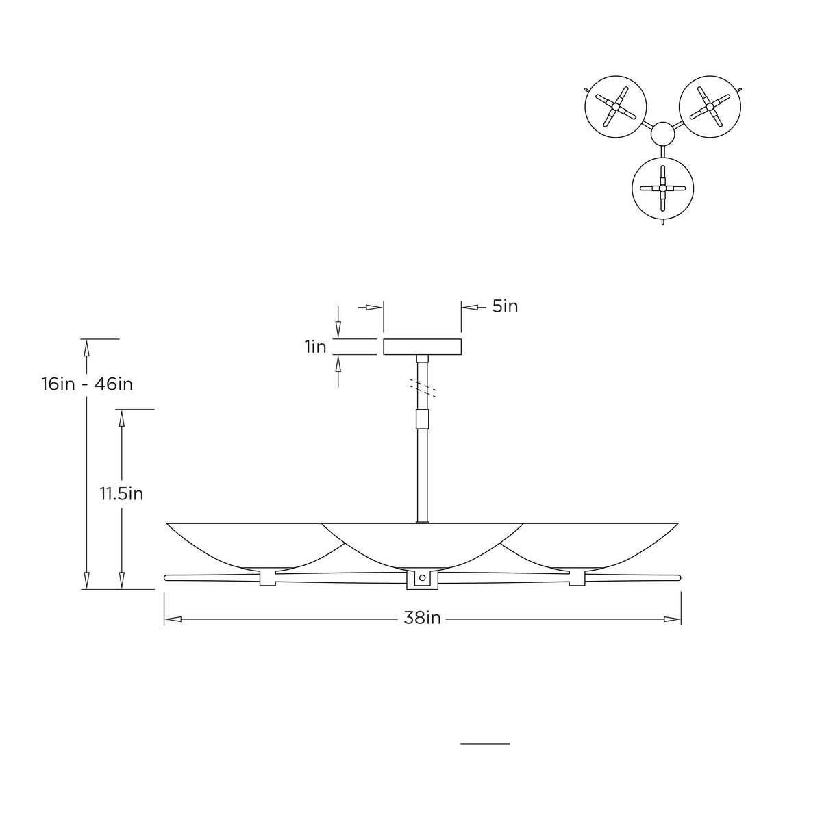 Mason Chandelier DLI11 technical dimension drawing