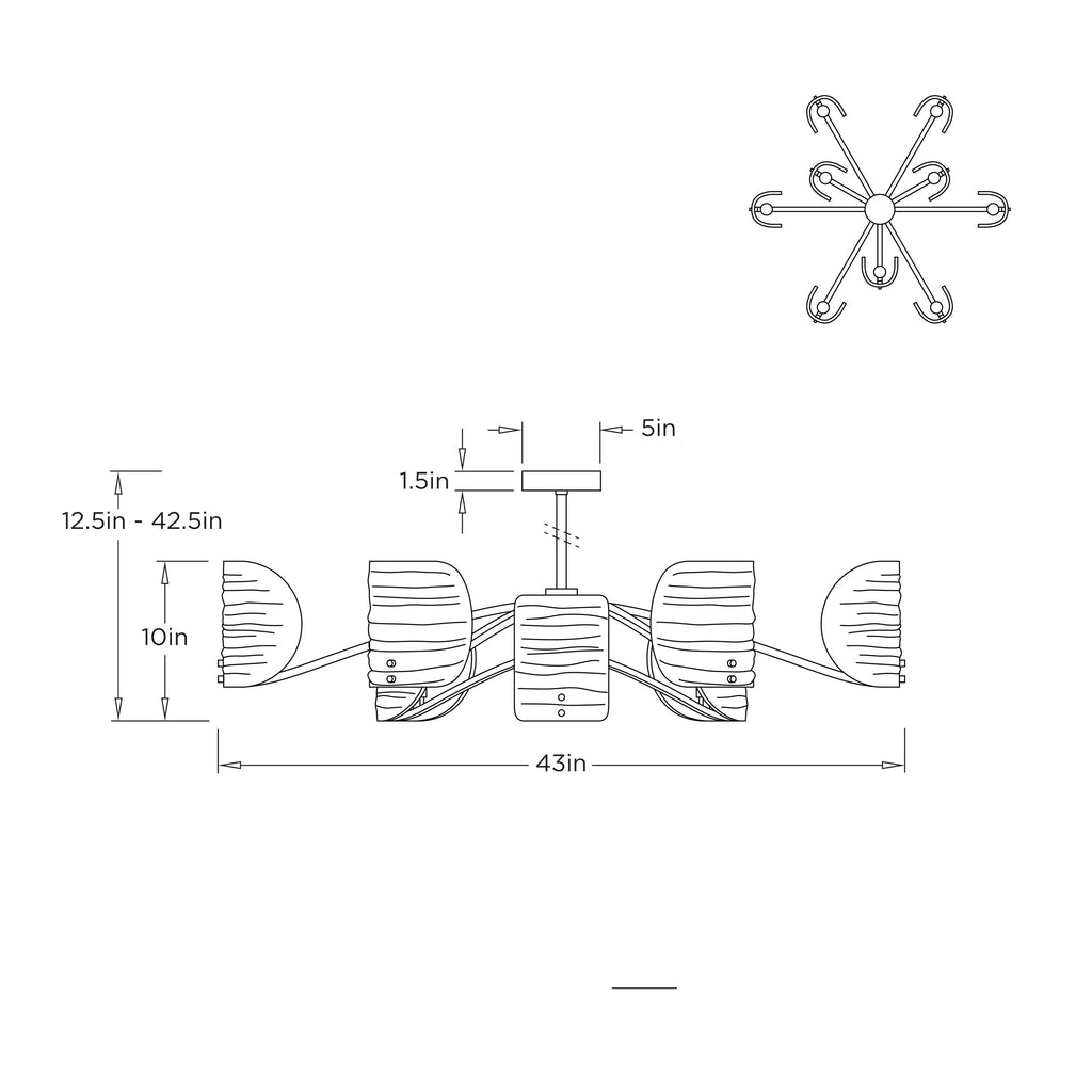 Natasha Chandelier DLI12 technical dimension drawing