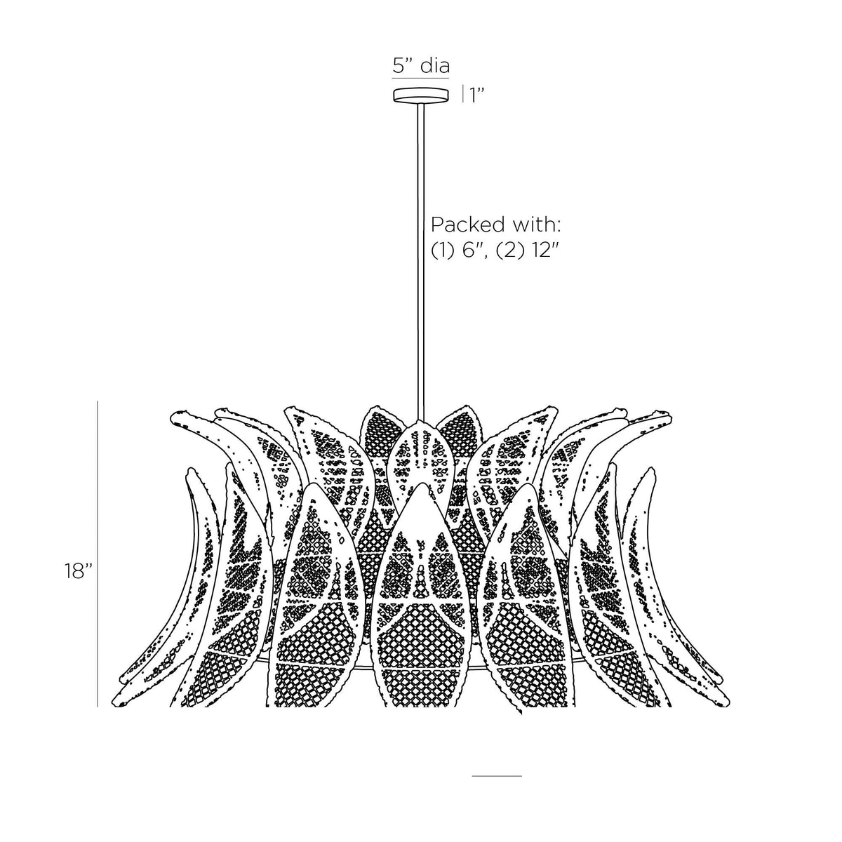 Tisdale Pendant DLS04 technical dimension drawing