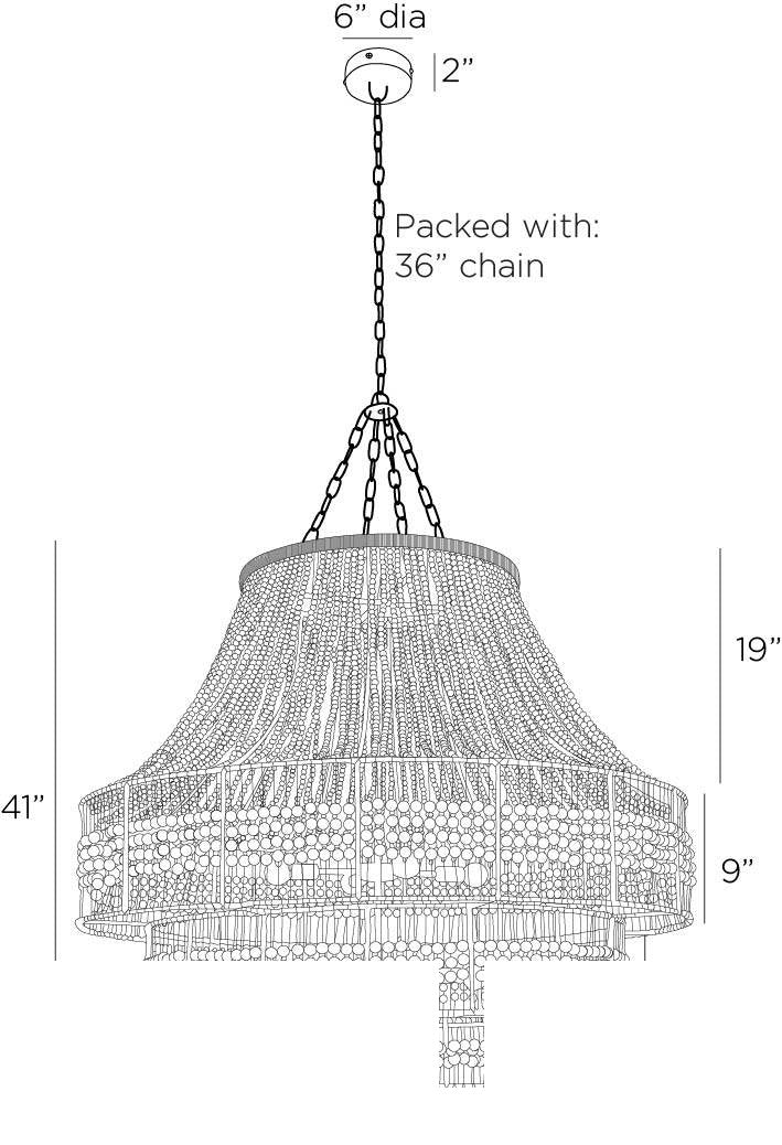 Tulane Large Chandelier DLS13 technical dimension drawing