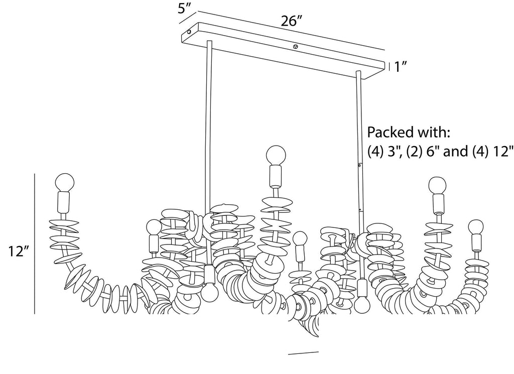 Kalama Linear Chandelier DLS16 technical dimension drawing