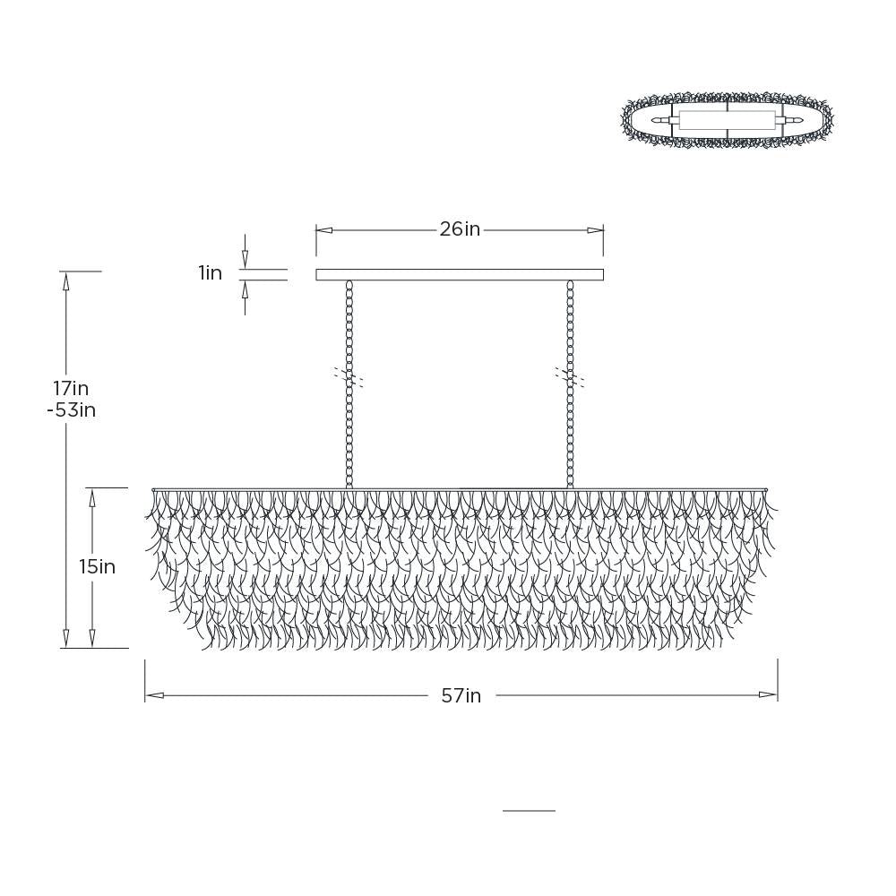 Cabo Linear Chandelier DLS17 technical dimension drawing