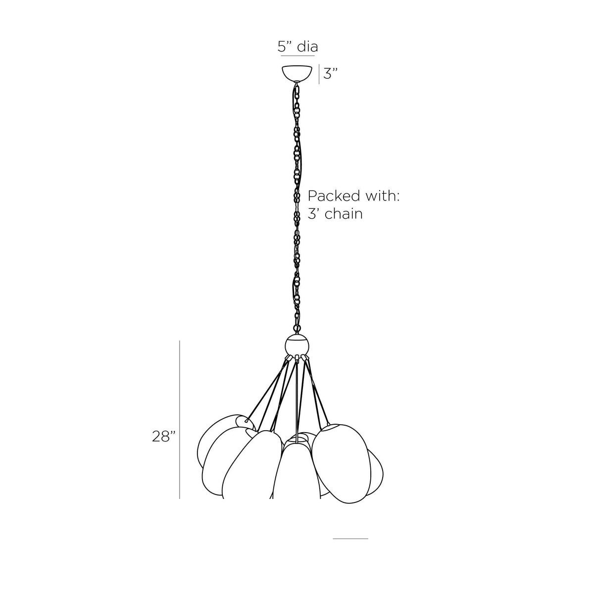 Wilkes Chandelier DMC02 technical dimension drawing