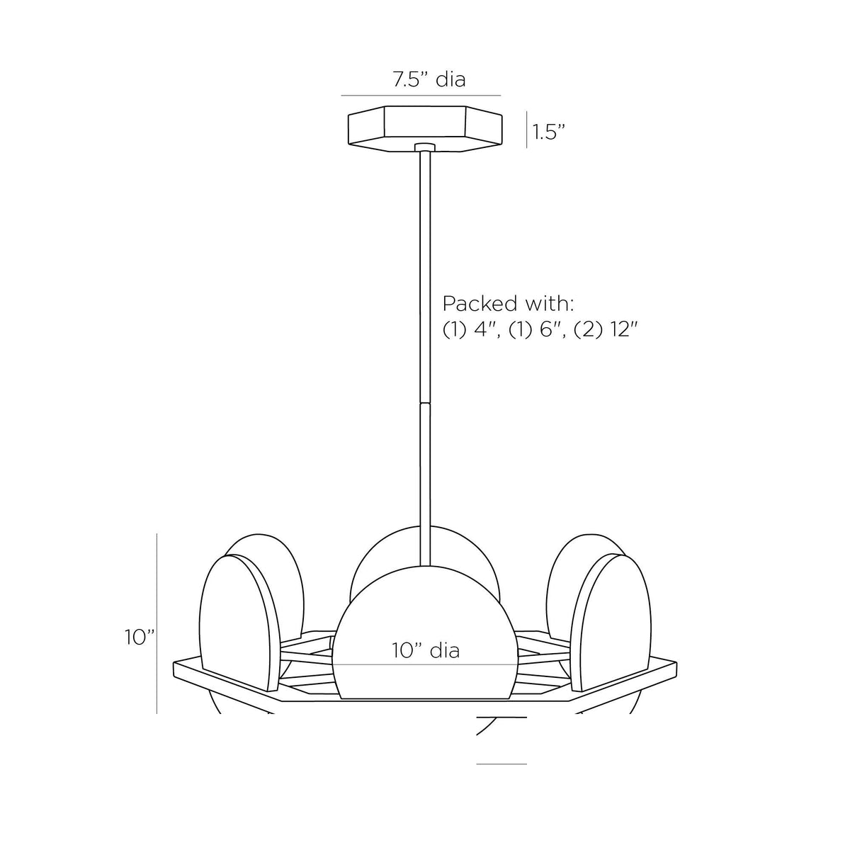 Savion Chandelier DMC07 technical dimension drawing