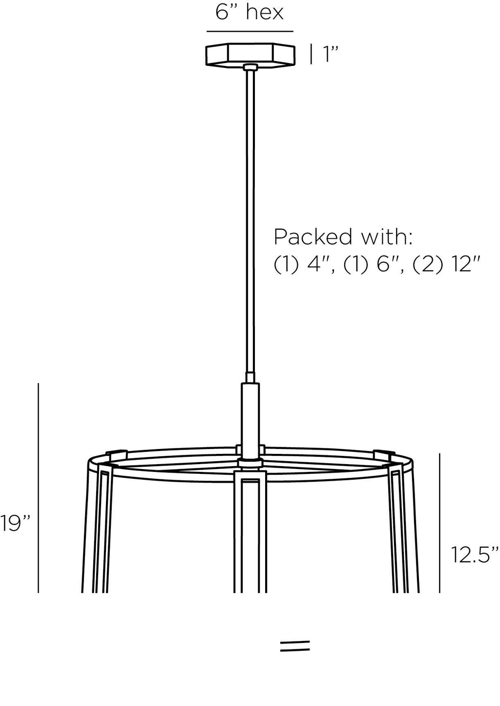 Amida Pendant DMC11 technical dimension drawing