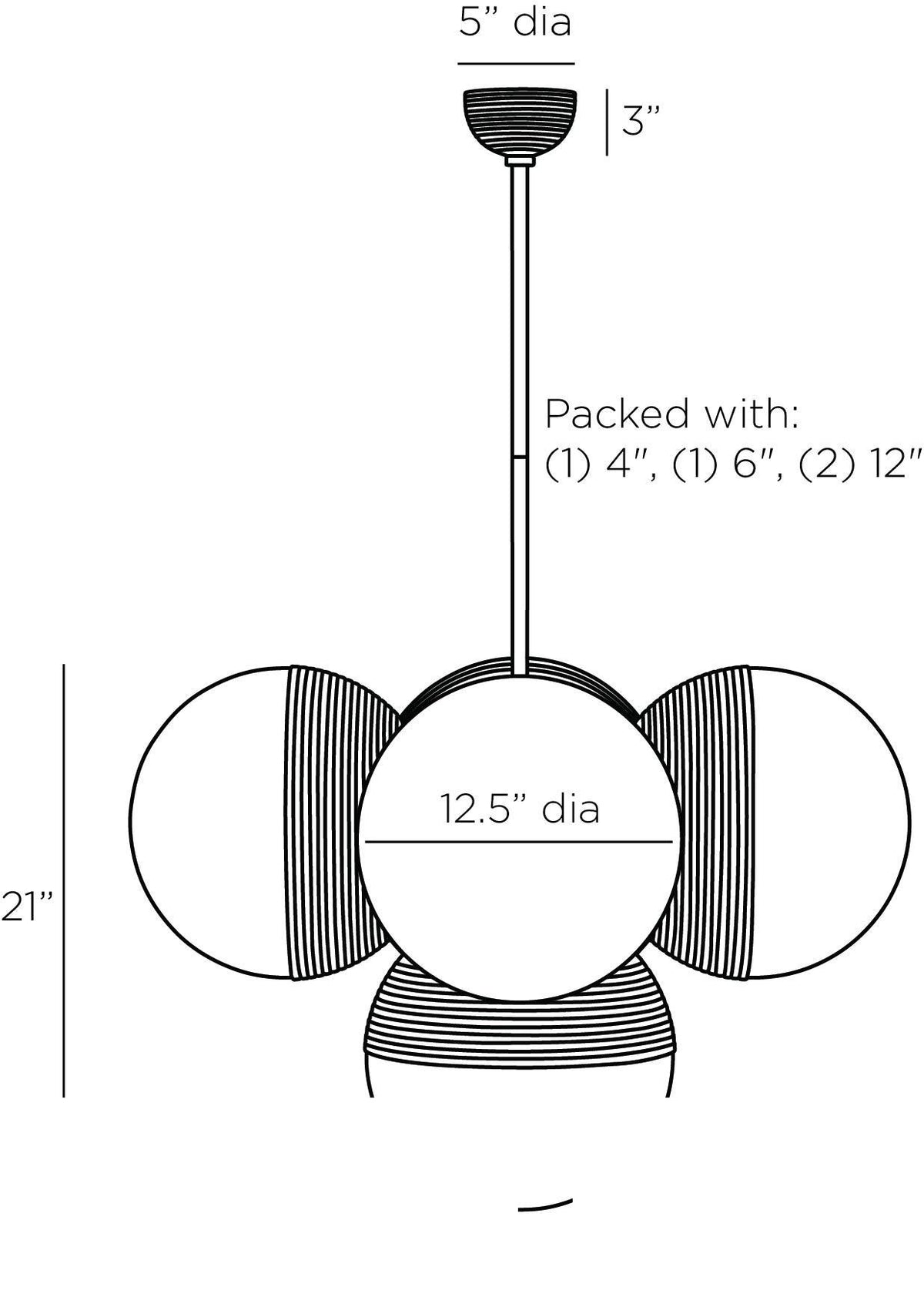 Baptiste Chandelier DMC14 technical dimension drawing
