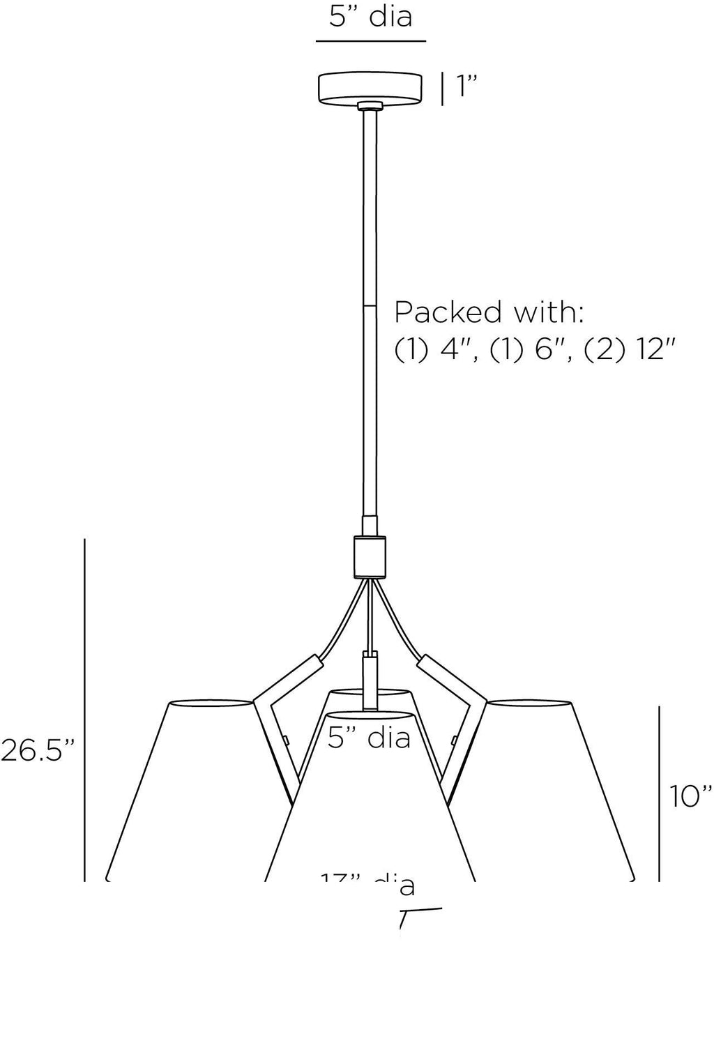 Abrams Chandelier DMC18 technical dimension drawing