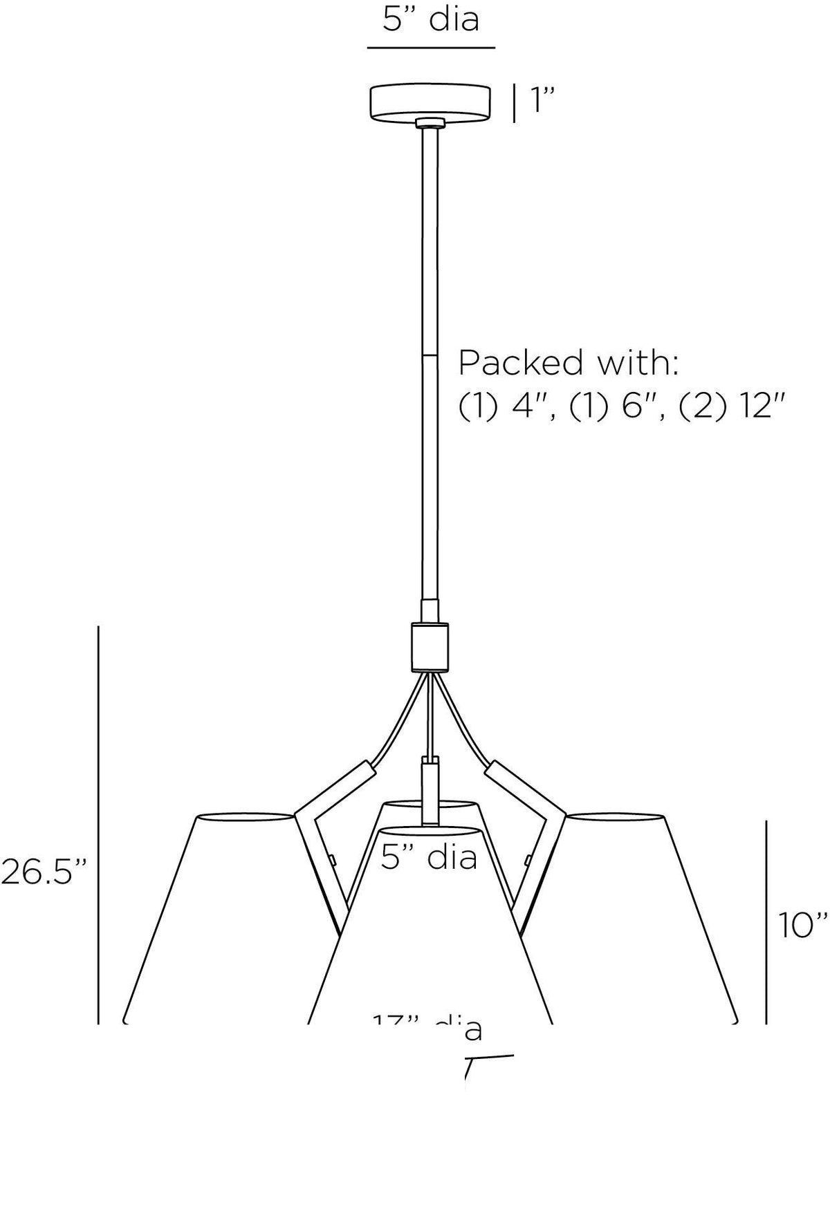 Abrams Chandelier DMC18 technical dimension drawing