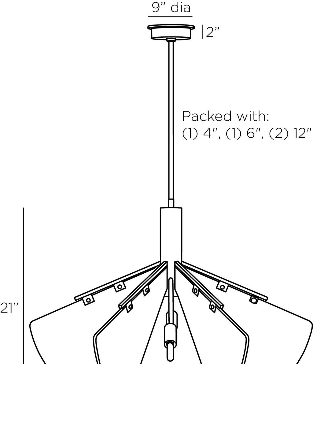 Bryant Chandelier DMC22 technical dimension drawing