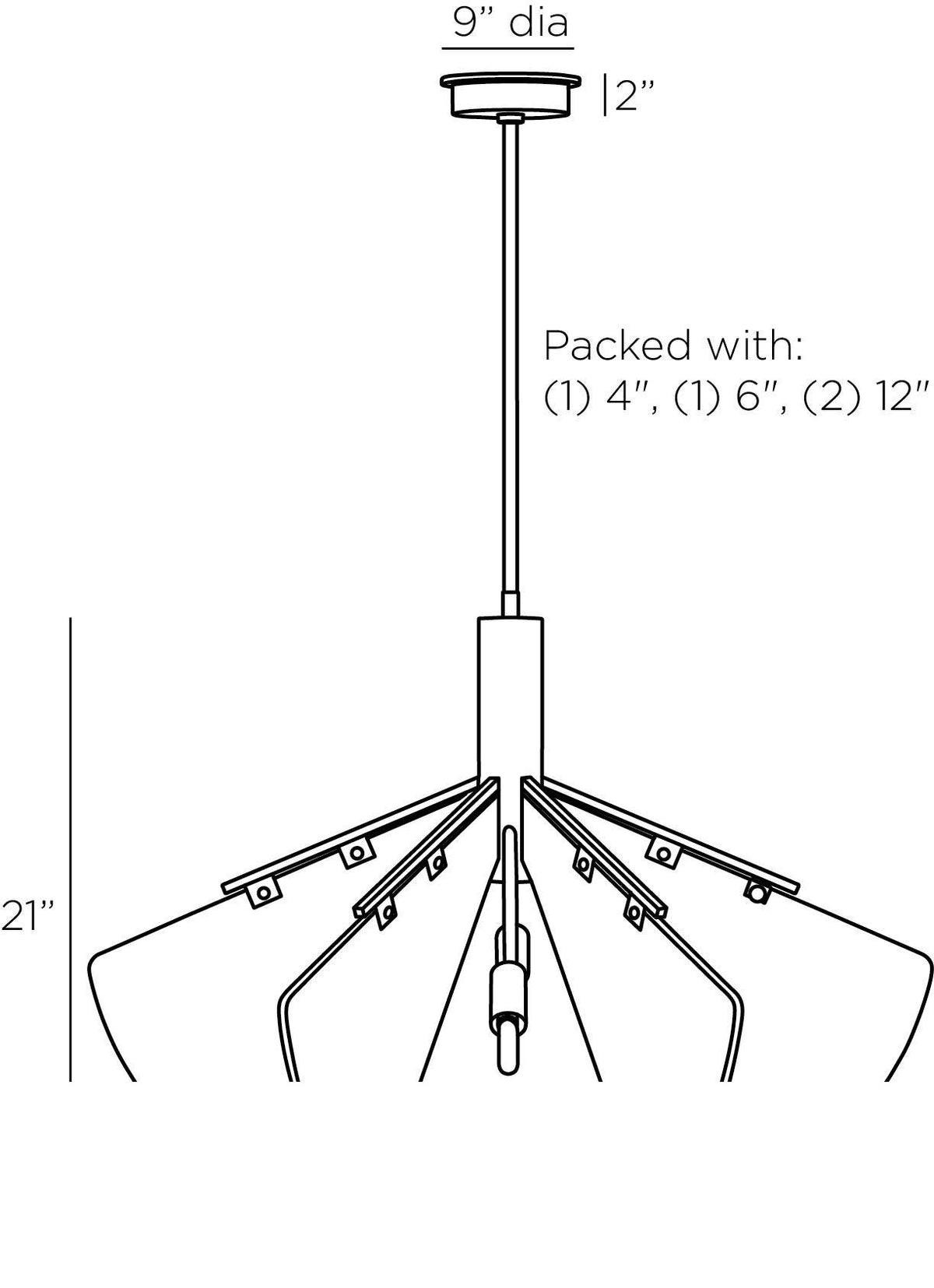 Bryant Chandelier DMC22 technical dimension drawing