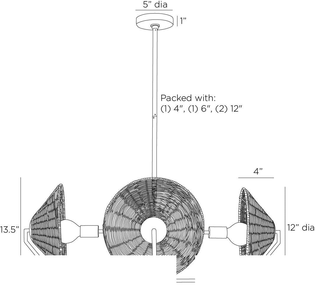 Coleman Chandelier DMC23 technical dimension drawing