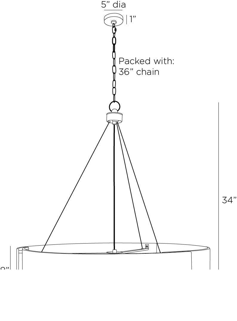 Dante Medium Chandelier DMC25 technical dimension drawing
