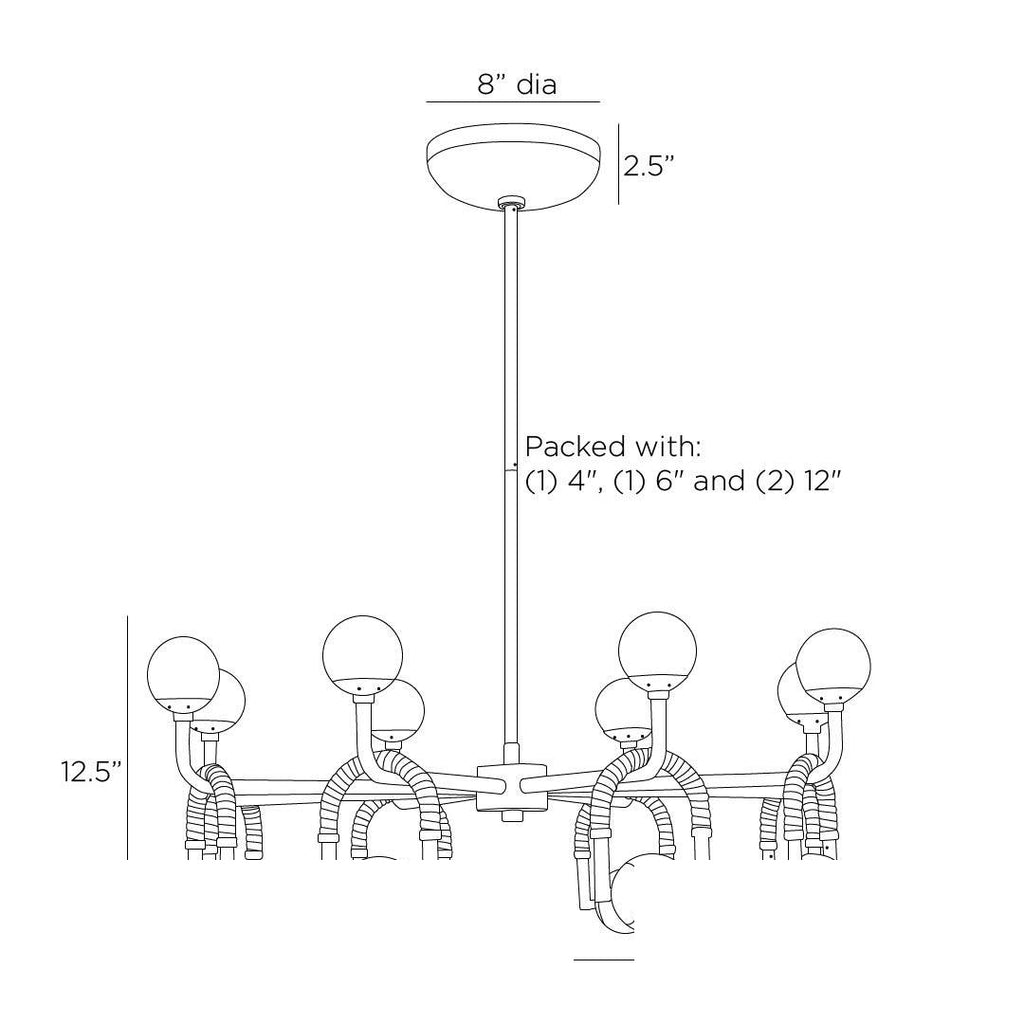 Hollins Chandelier DMC29 technical dimension drawing