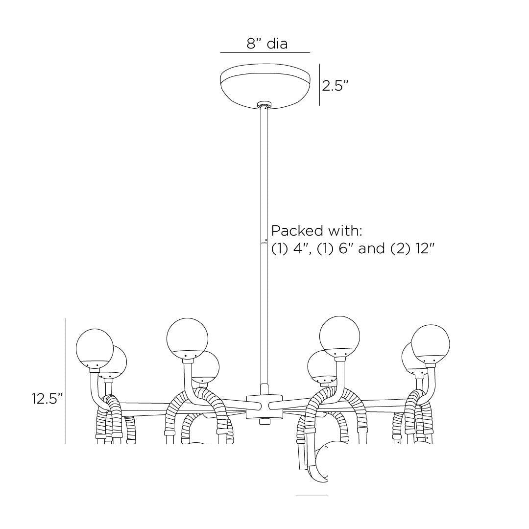 Hollins Chandelier DMC29 technical dimension drawing