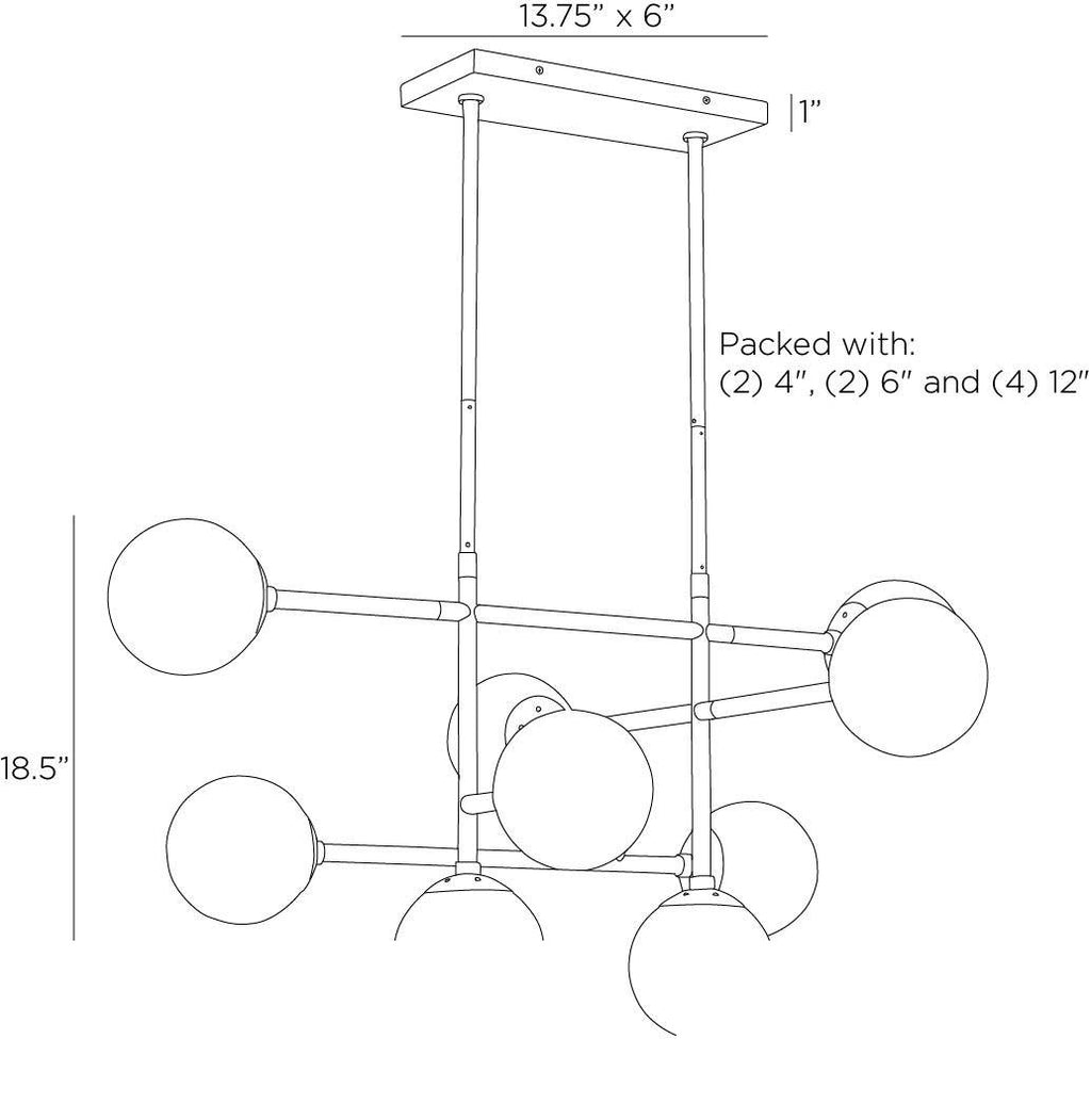 Hadden Linear Chandelier DMC30 technical dimension drawing