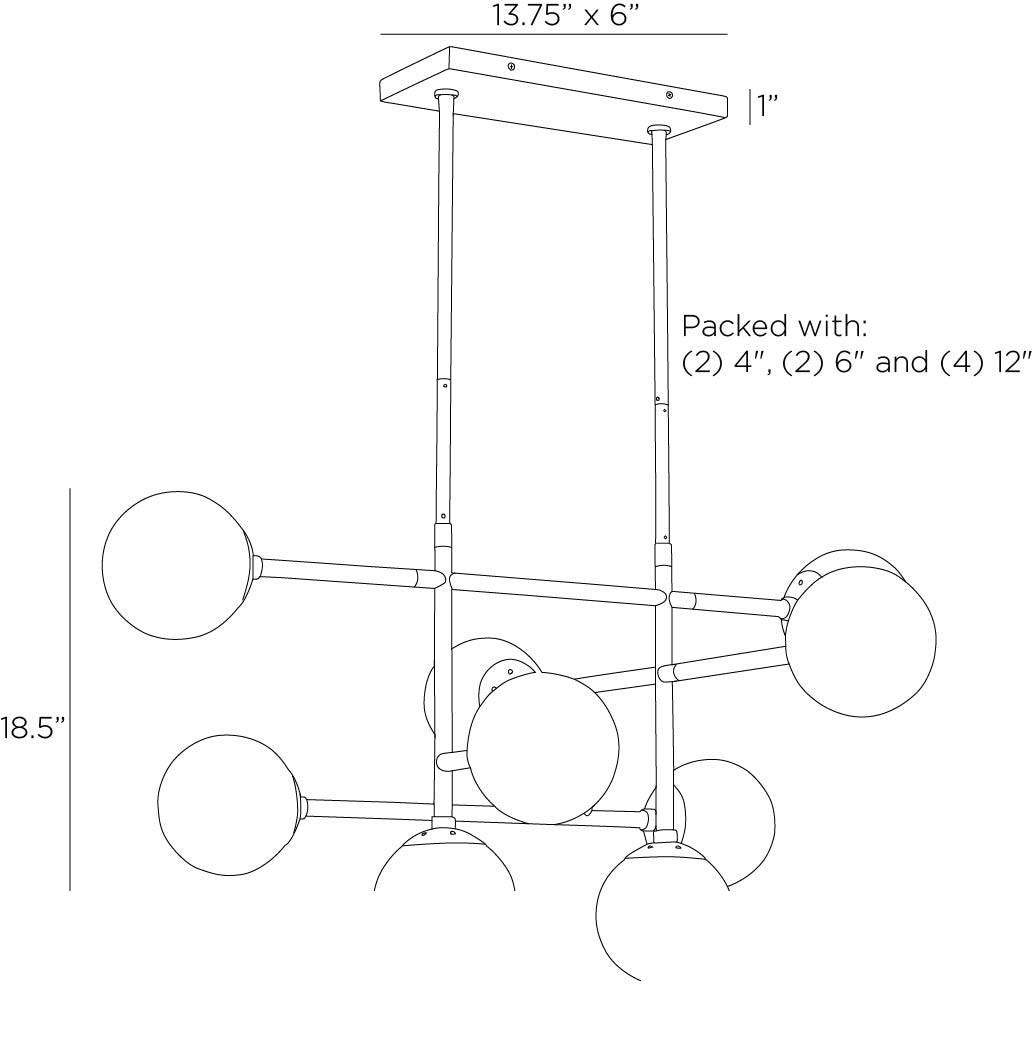 Hadden Linear Chandelier DMC30 technical dimension drawing