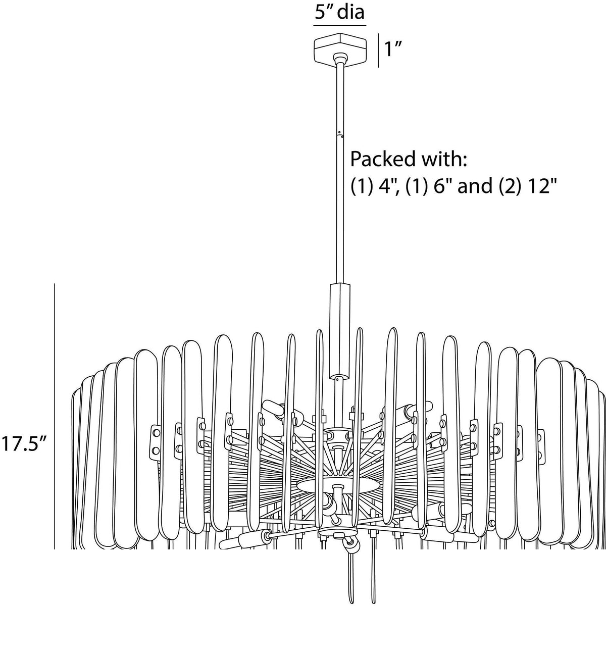 Klaus Large Chandelier DMC32 technical dimension drawing