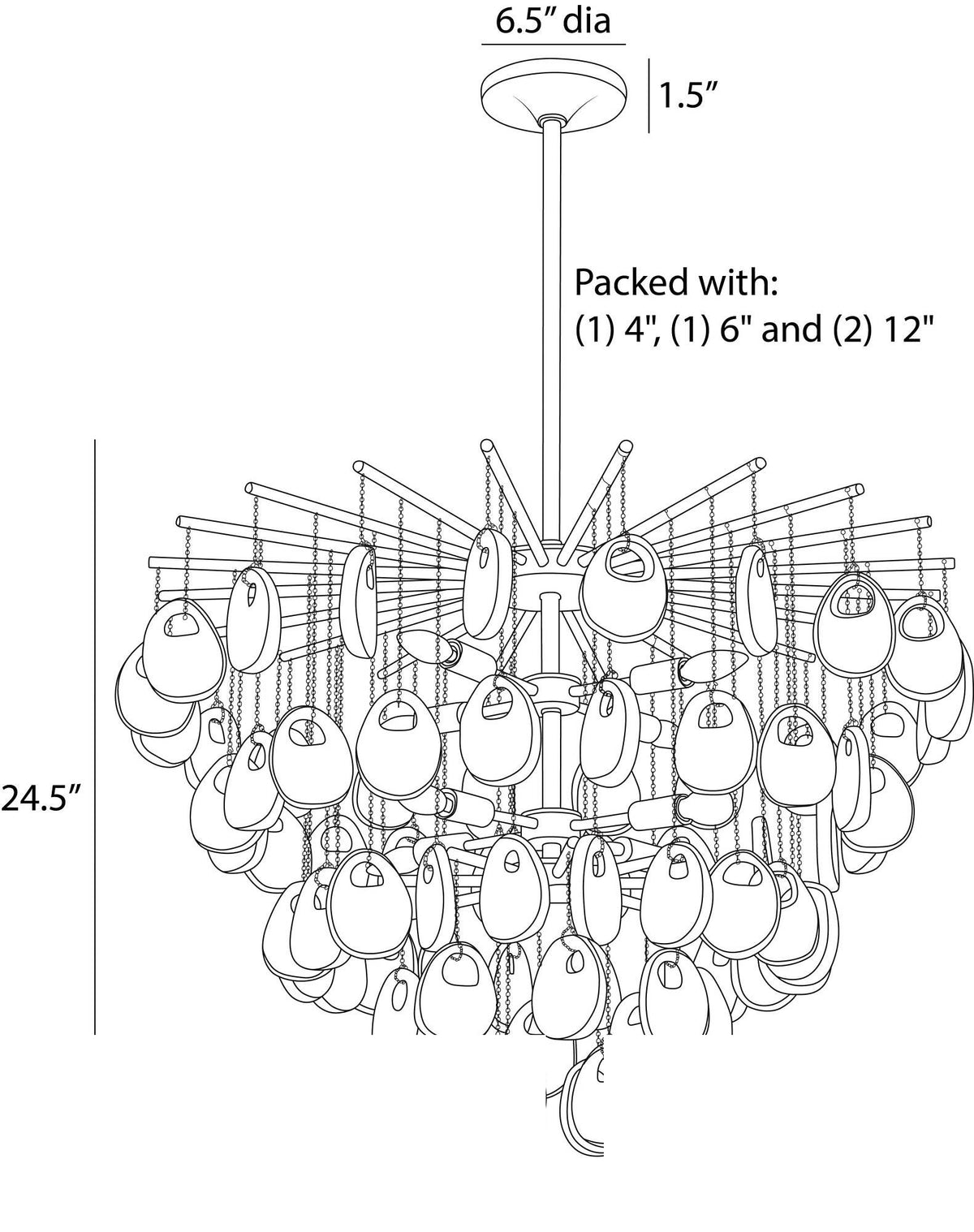 Jacqueline Chandelier DMC33 technical dimension drawing