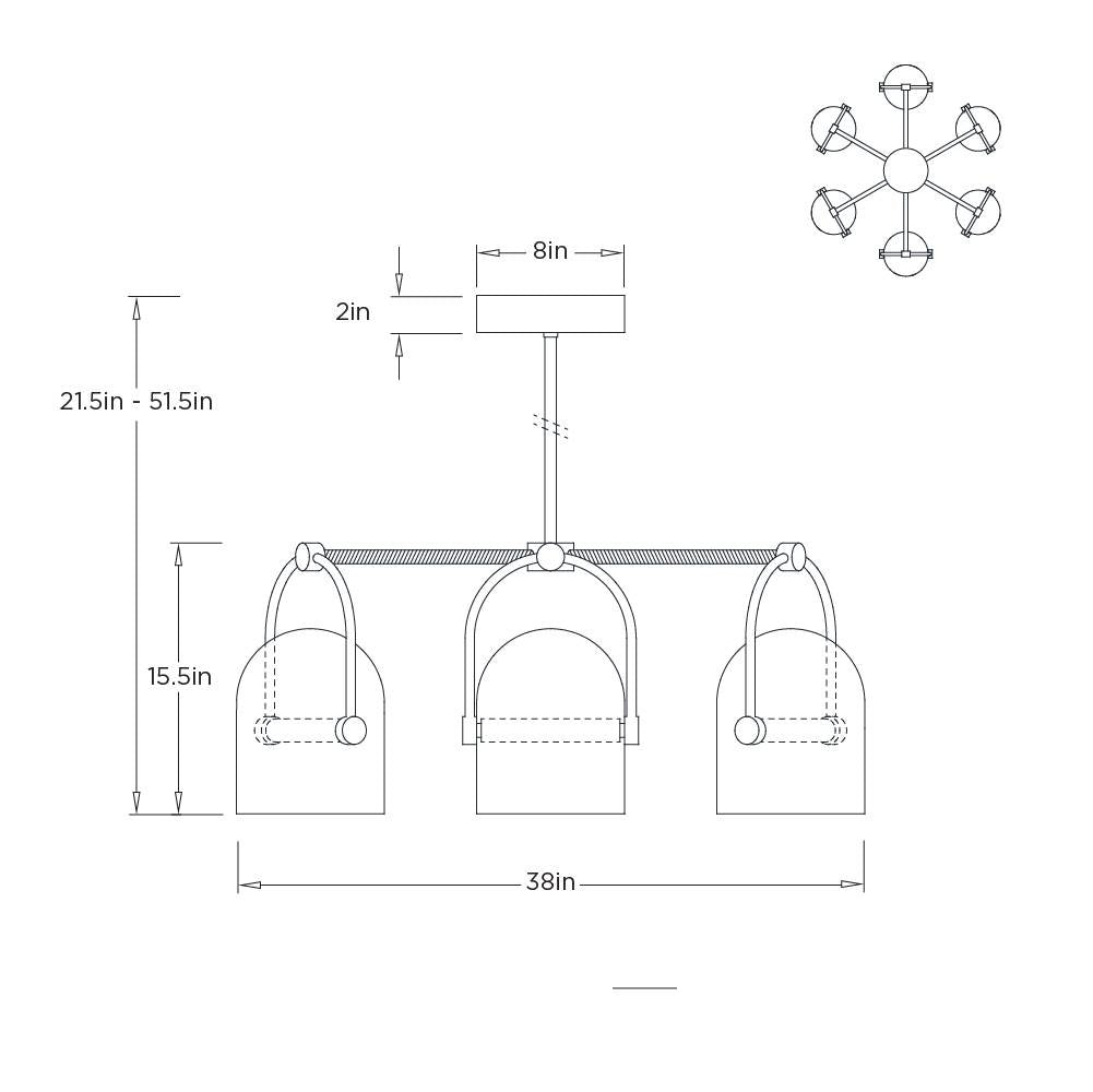 Marco Chandelier DMC35 technical dimension drawing