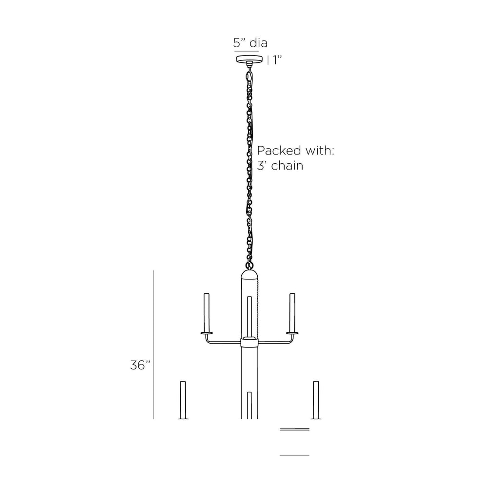 Walden Chandelier DMI04 technical dimension drawing