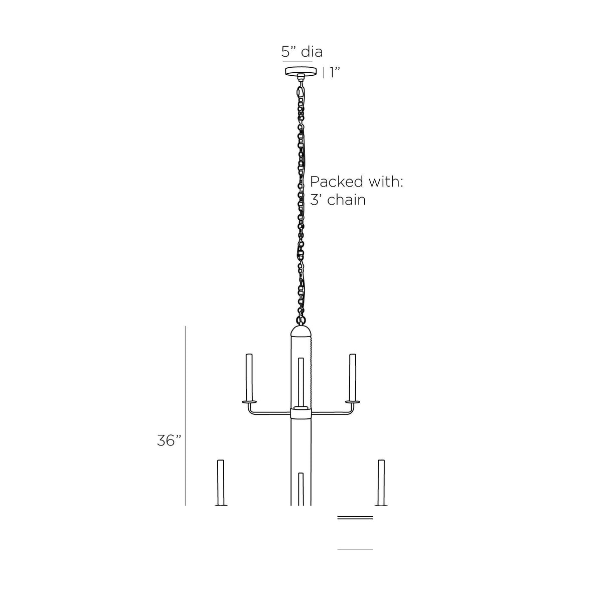 Walden Chandelier DMI04 technical dimension drawing