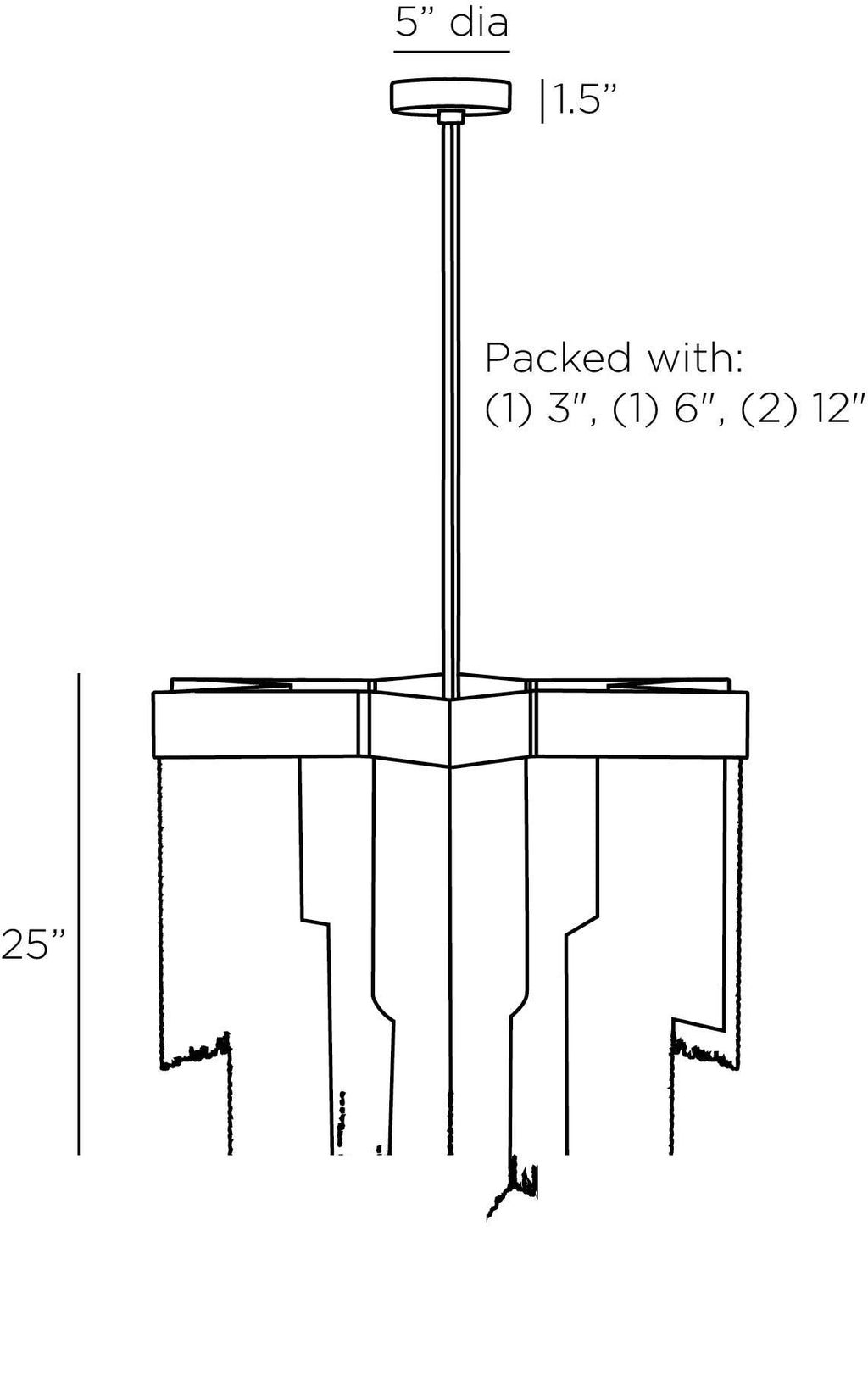 Bridget Chandelier DMI07 technical dimension drawing