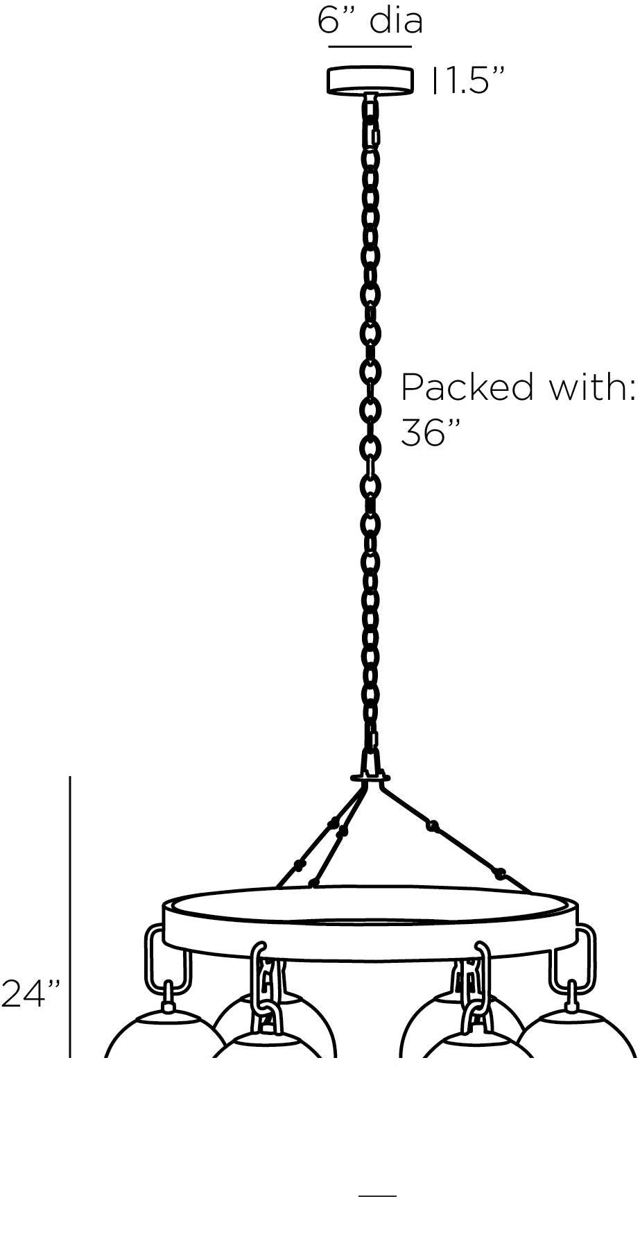 Bailey Chandelier DMI08 technical dimension drawing