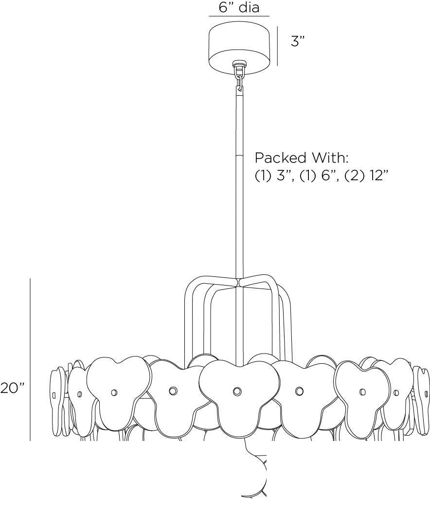 Cascade Chandelier DMI15 technical dimension drawing