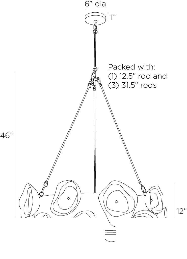 Gaia Chandelier DMI17 technical dimension drawing