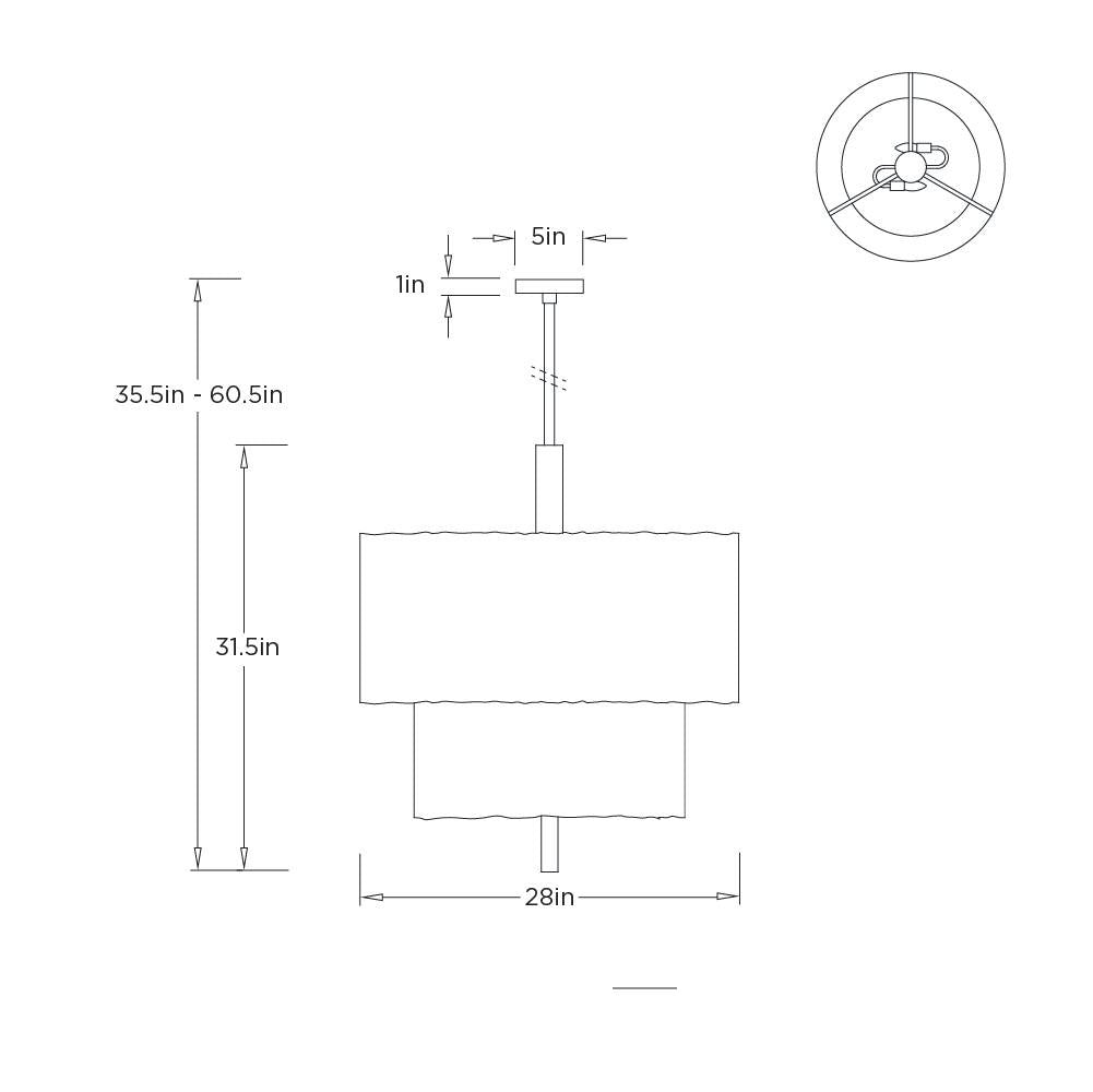 Leonardo Chandelier DMI26 technical dimension drawing