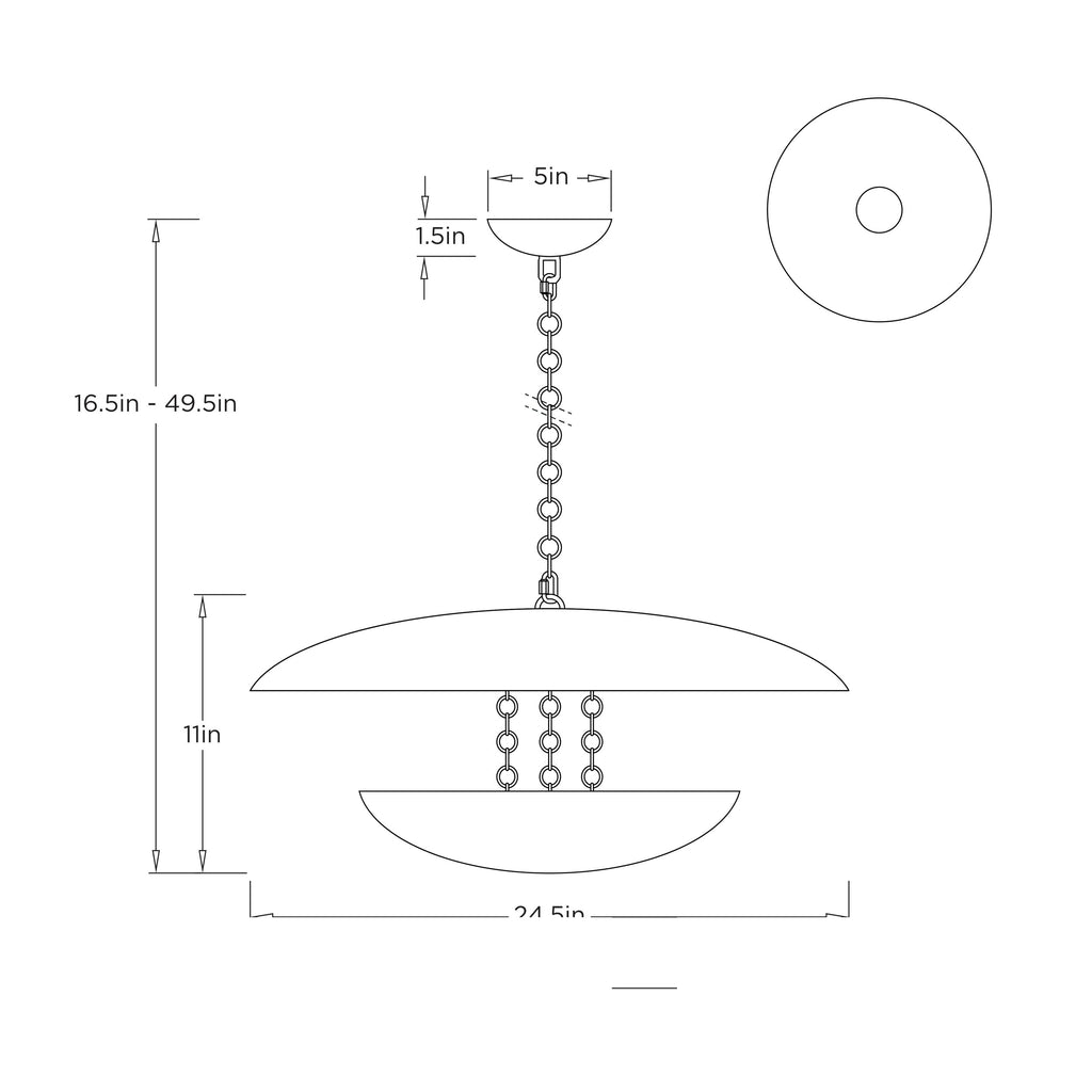 Florko Small Chandelier DMI27 technical dimension drawing