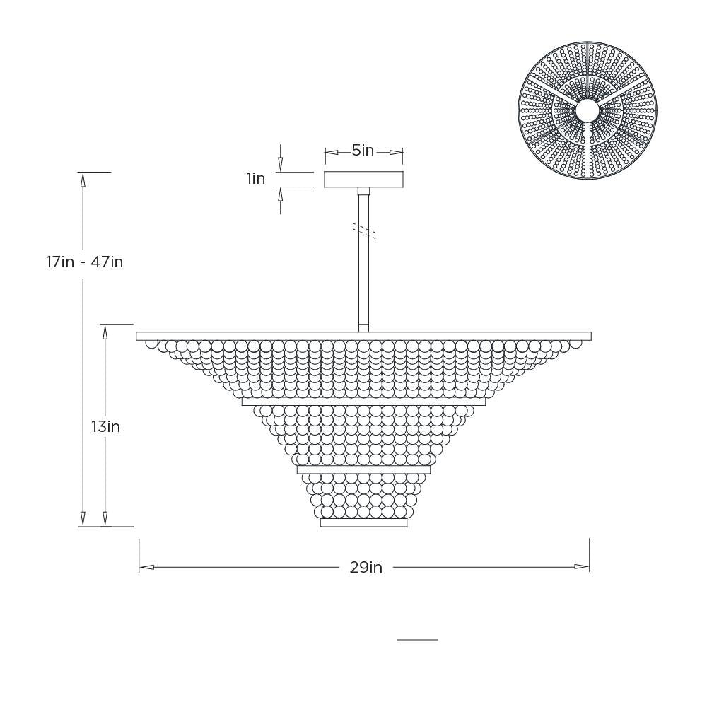 Lulu Beaded Chandelier DMI29 technical dimension drawing