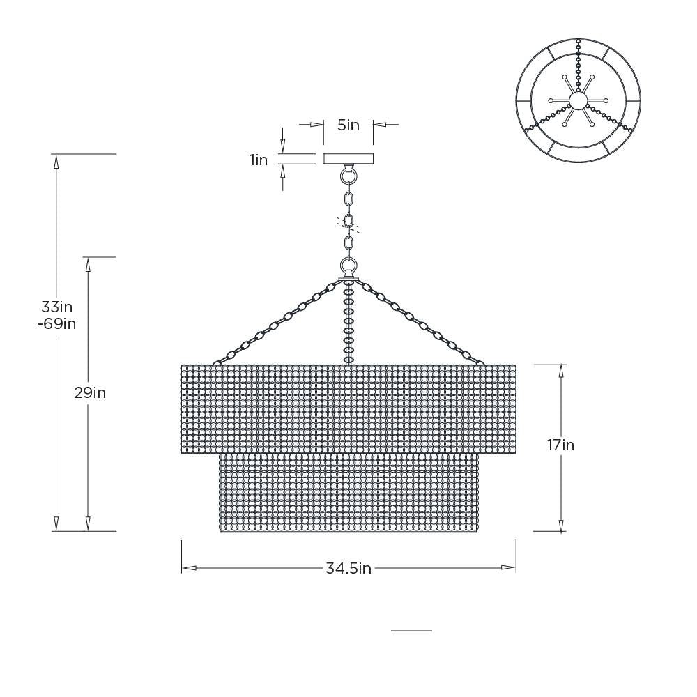 Hecche Chandelier DMI31 technical dimension drawing