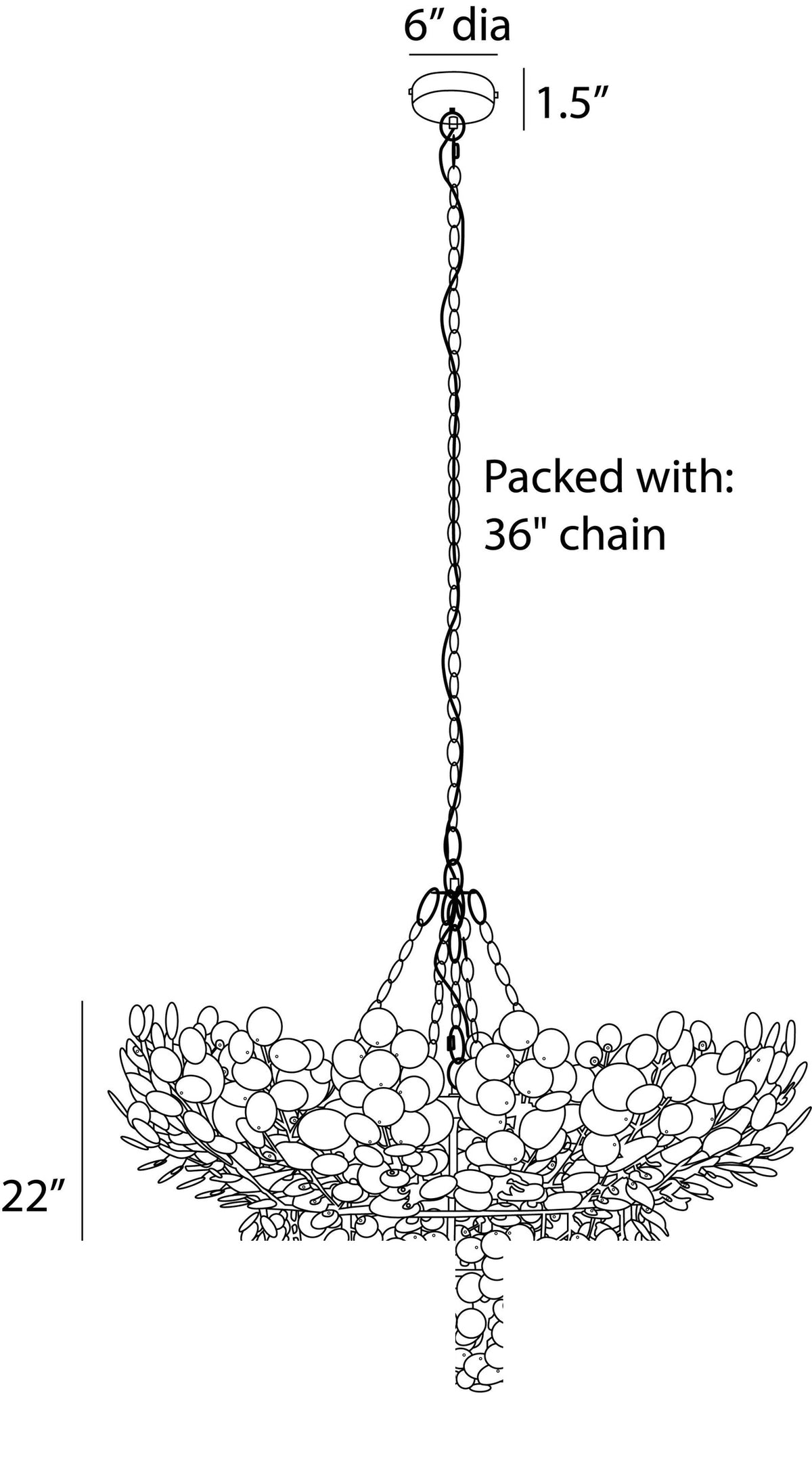 Bilal Chandelier DMS14 technical dimension drawing