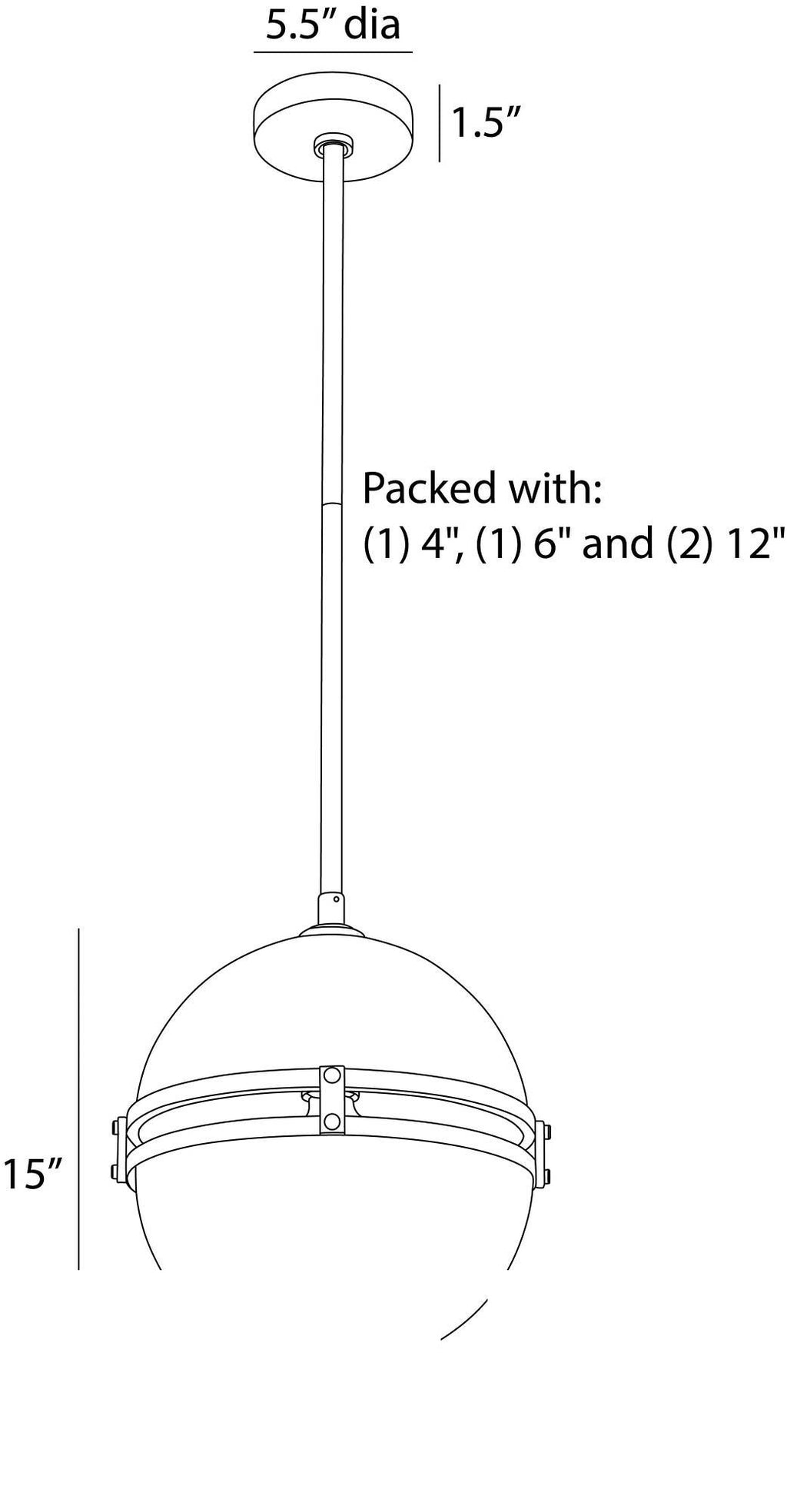 Irene Pendant DPC18 technical dimension drawing