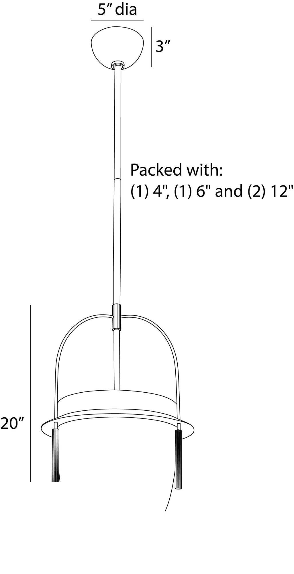 Kathleen Pendant DPC19 technical dimension drawing