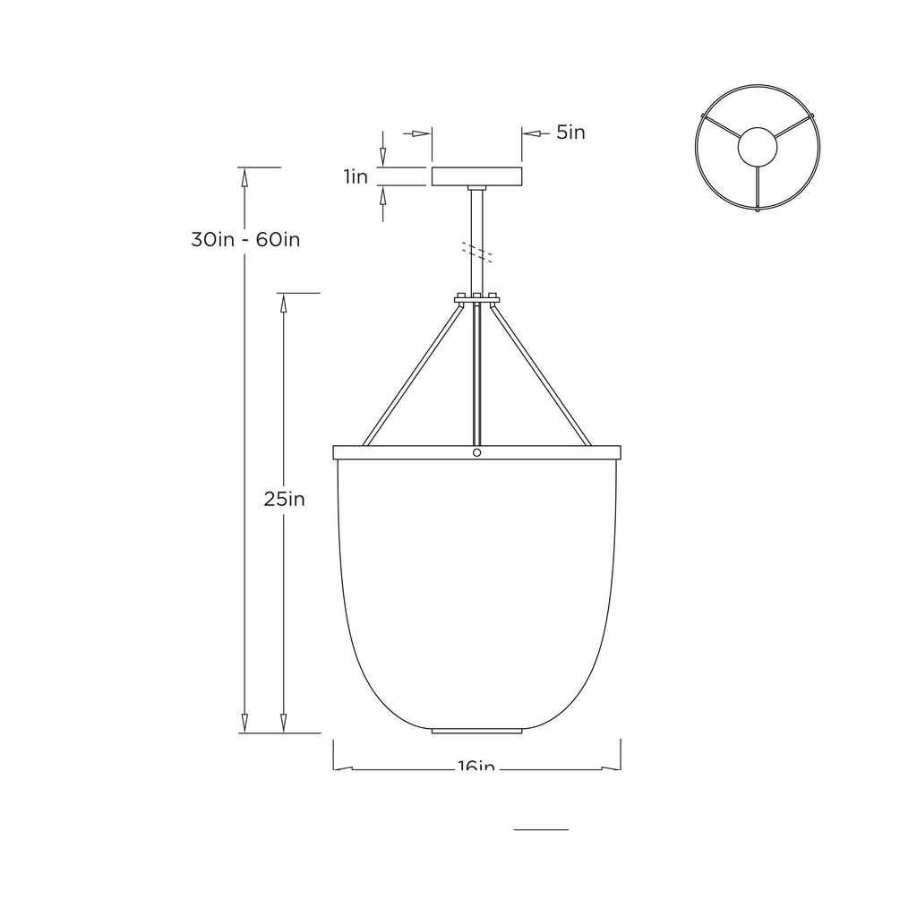 Lysandra Pendant DPC21 technical dimension drawing