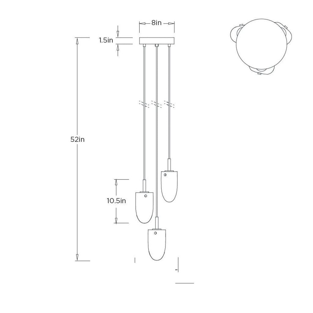 Javier Multi-Port Chandelier DPC29 clean dimension drawing
