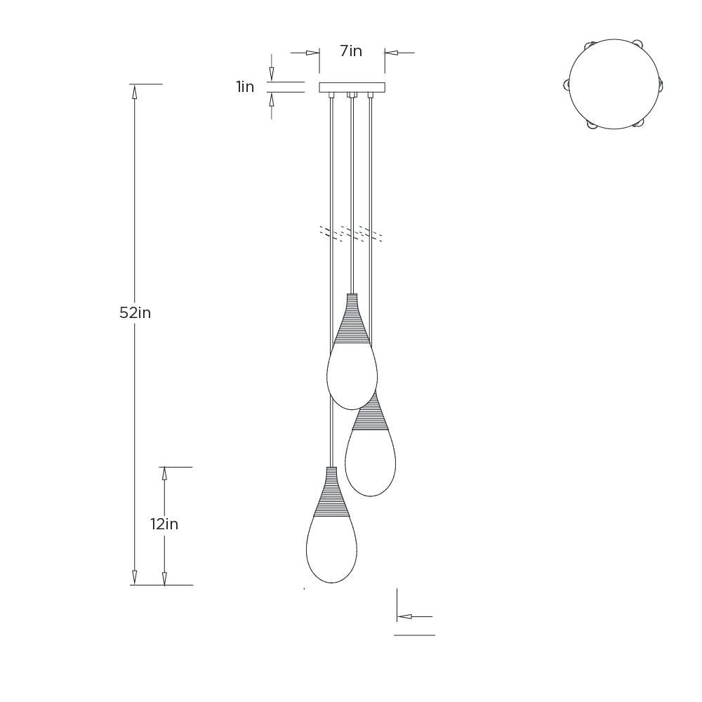 Giselle Multi-Port Chandelier DPC35 technical dimension drawing