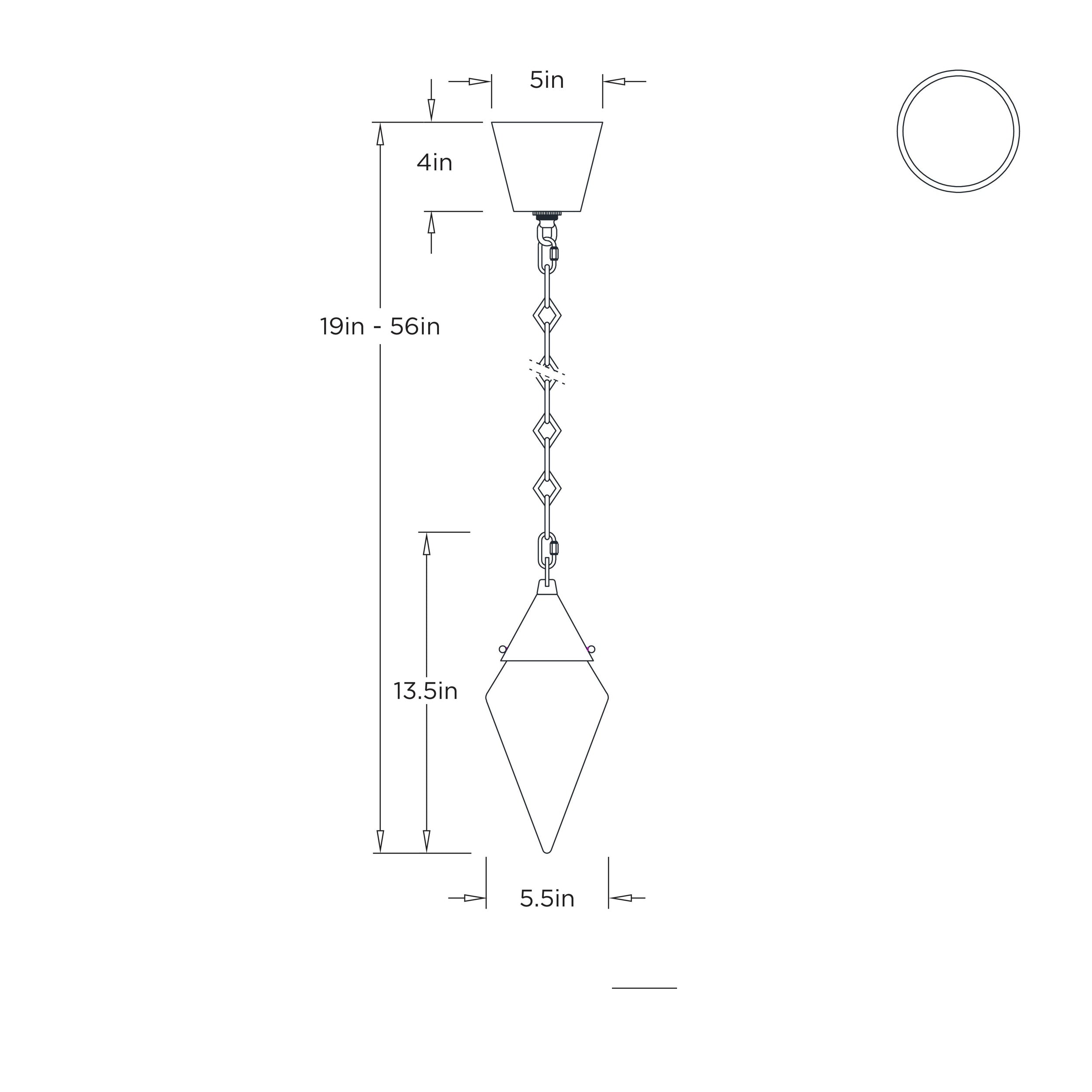Berkley Pendant DPC36 technical dimension drawing