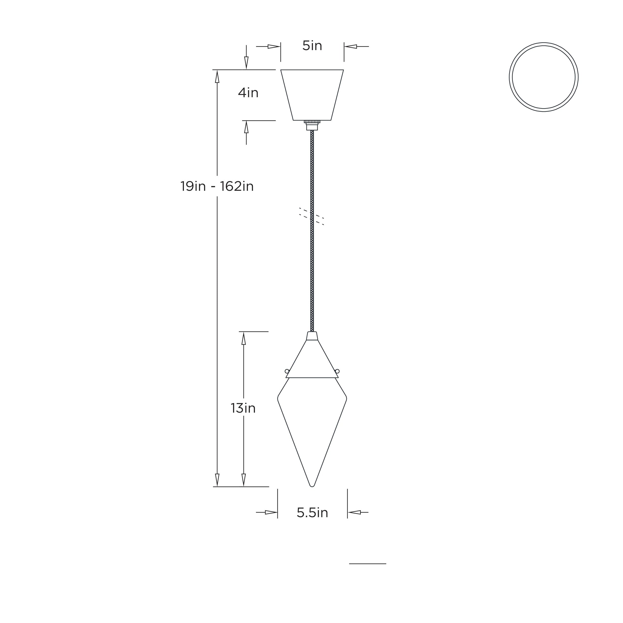 Berkley Pendant DPC39 technical dimension drawing