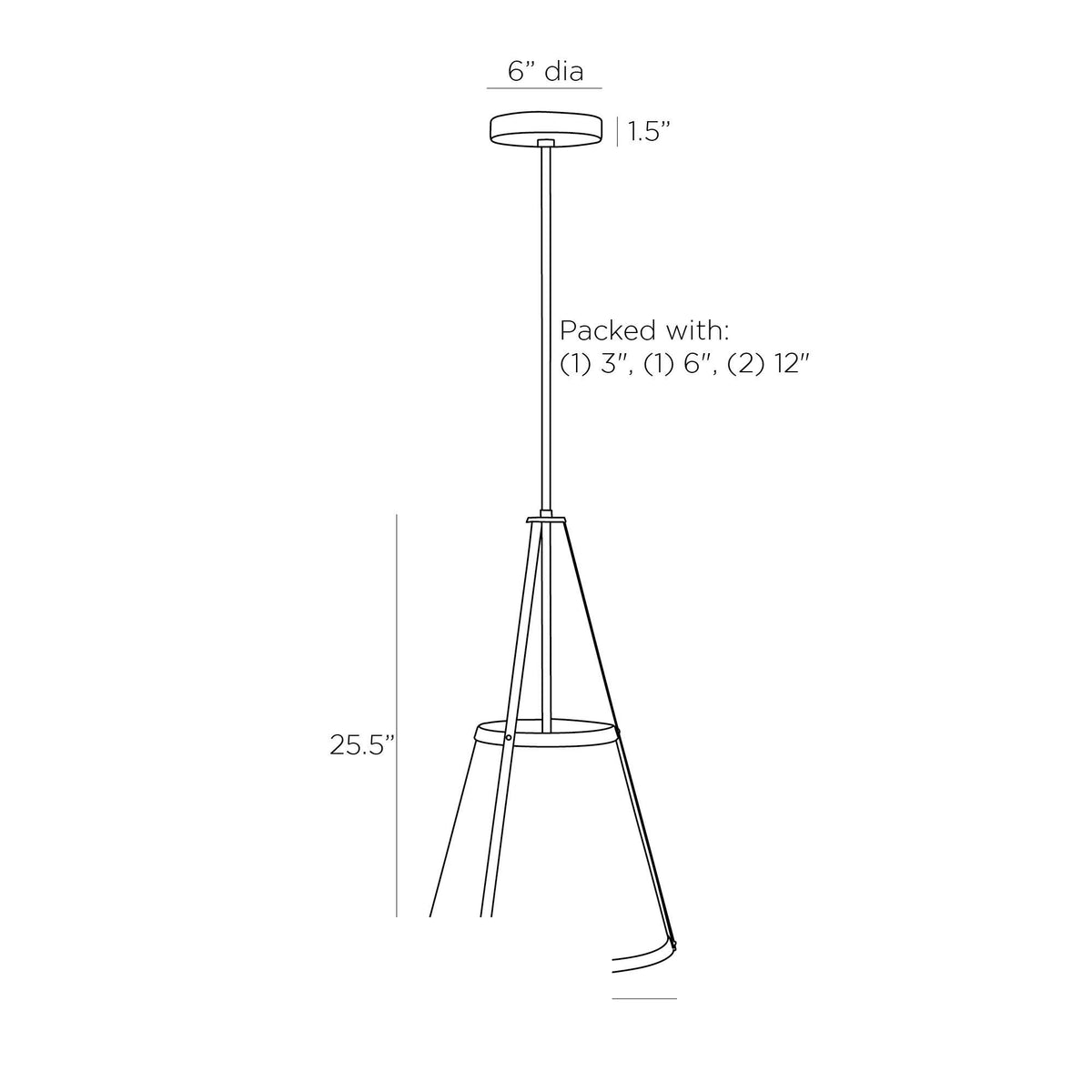 Tori Pendant DPI02 technical dimension drawing