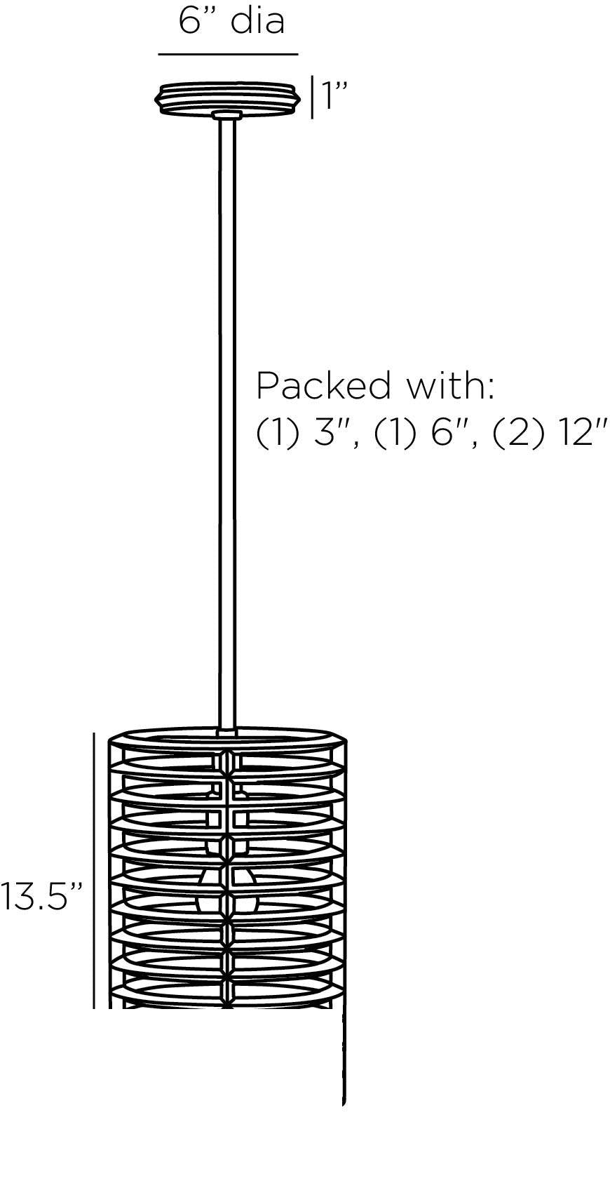 Zimei Pendant DPI04 technical dimension drawing