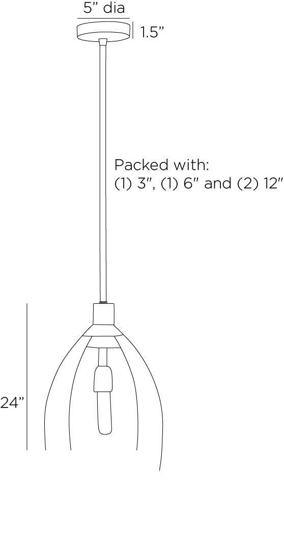 Hilary Pendant DPI12 technical dimension drawing