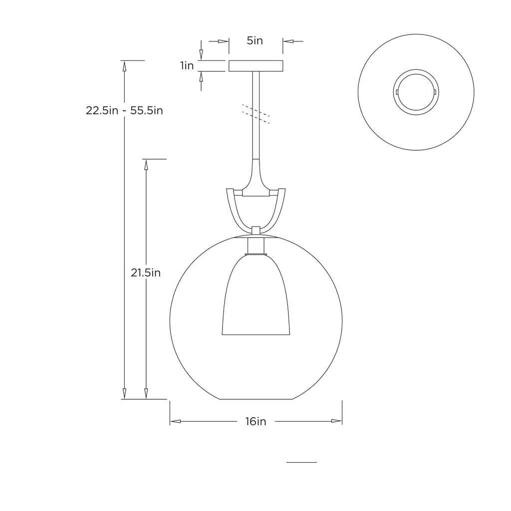 Estribo Pendant DPI15 technical dimension drawing