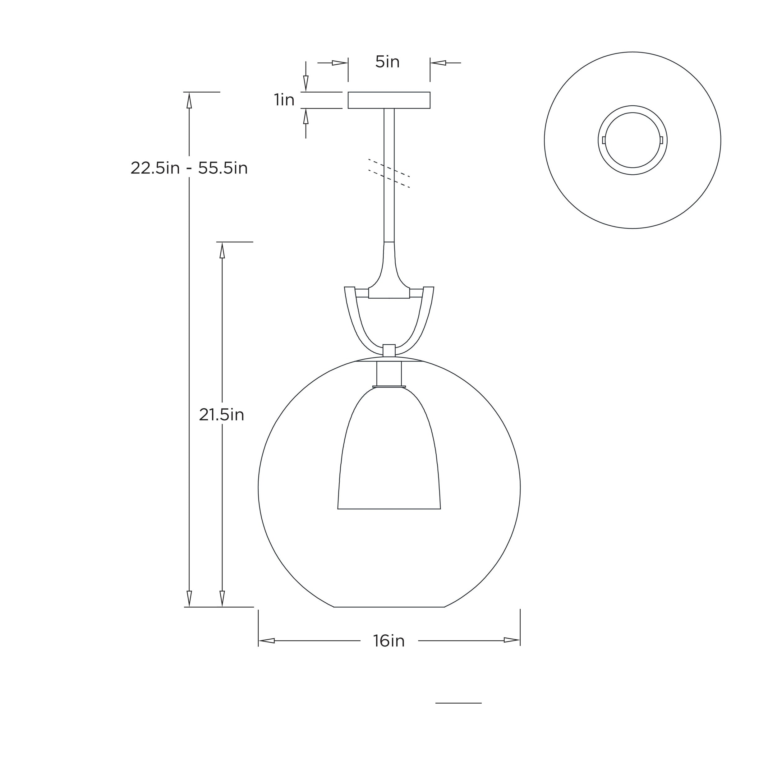 Estribo Pendant DPI15 technical dimension drawing